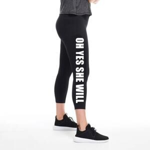 Day Won “Oh Yes She Will” Black Crop Leggings
